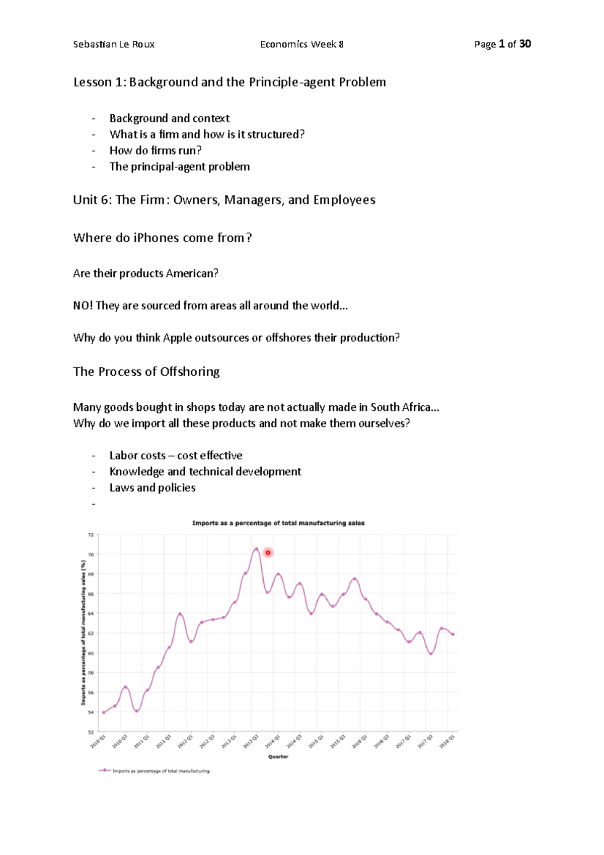 Economics Week 8 - Lesson 1: Background and the Principle-agent Problem ...