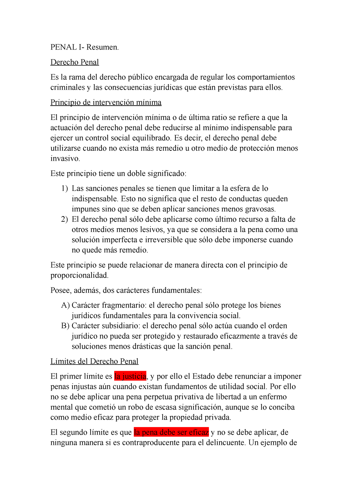 Penal I - 2 Año - PENAL I- Resumen. Derecho Penal Es La Rama Del ...