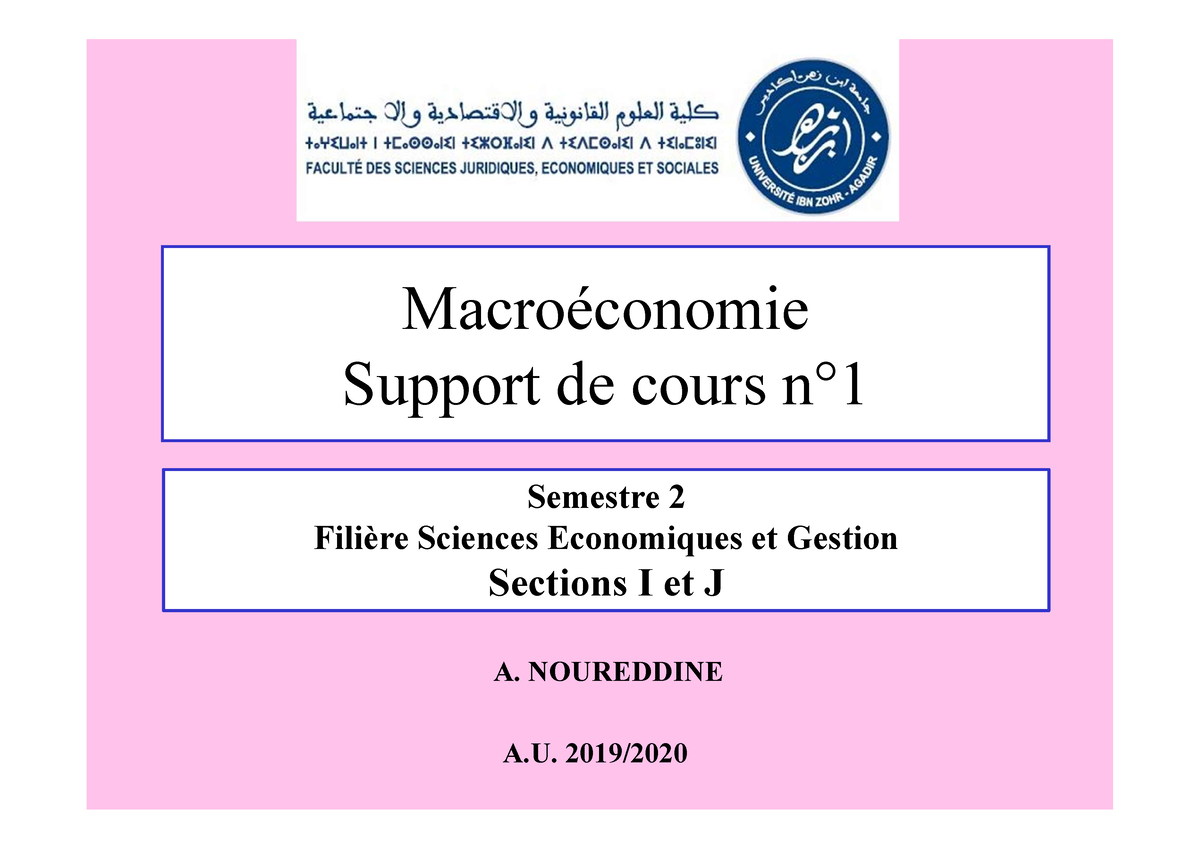 Macroéconomie - Macroéconomie Support De Cours N° Semestre 2 Filière ...