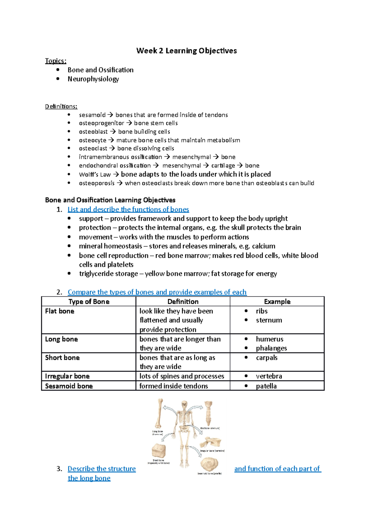 Week 2 Learning Objectives - Week 2 