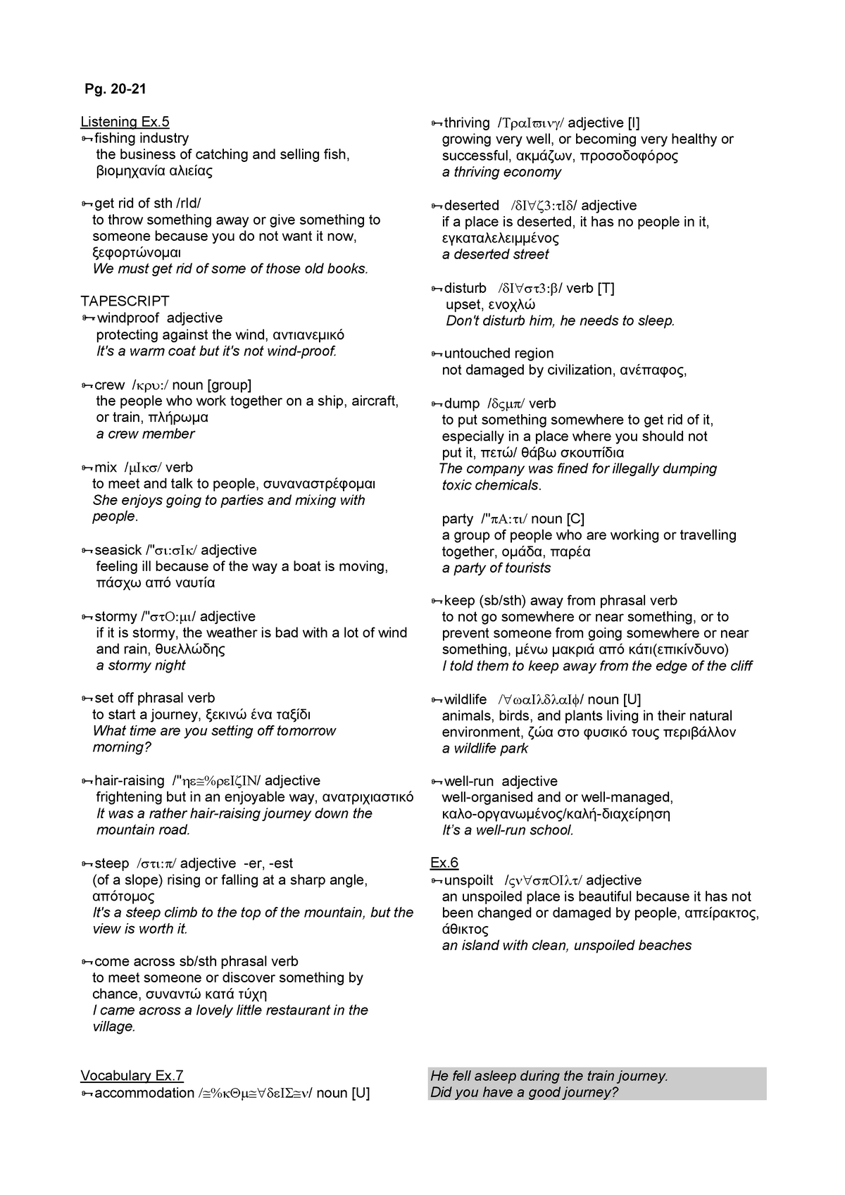 Lecturenotes Vocabulary English 1 2016 2017 Chapter 3 - Pg. Listening ...