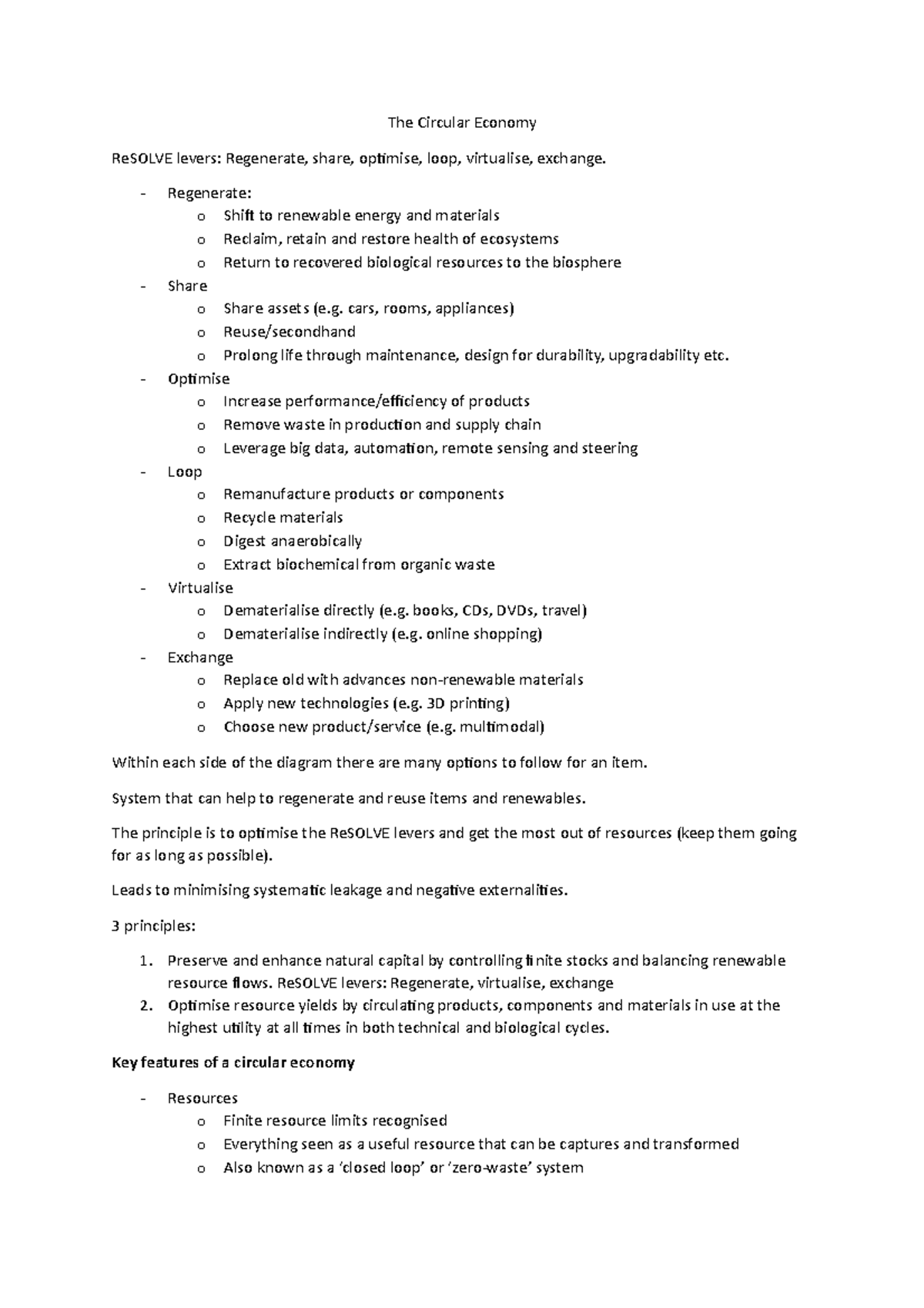 The Circular Economy - Lecture notes 1 - The Circular Economy ReSOLVE ...