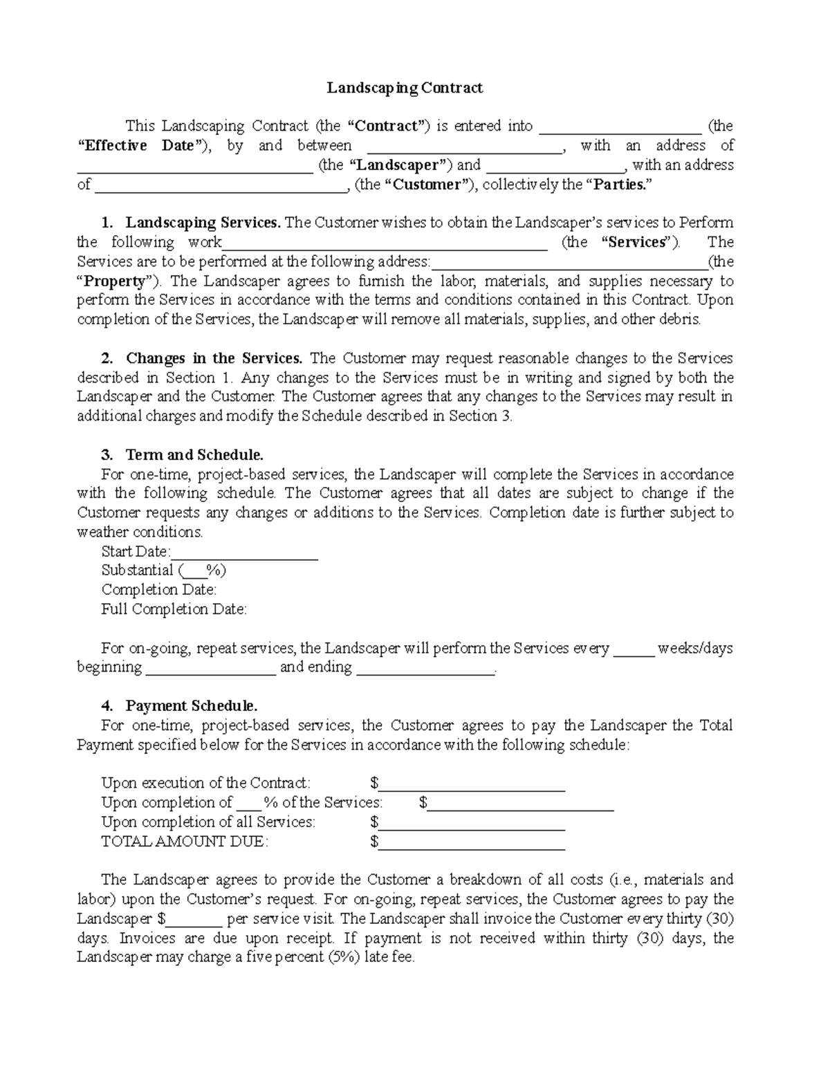 Pdf template landscaping contract template - Landscaping Contract This ...