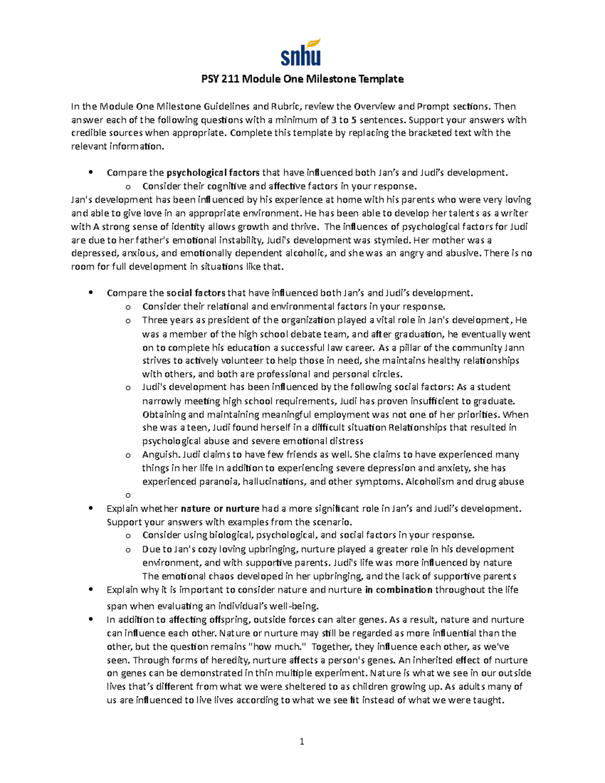 PSY 211 Module One Milestone Template 2022 - PSY 211 Module One ...