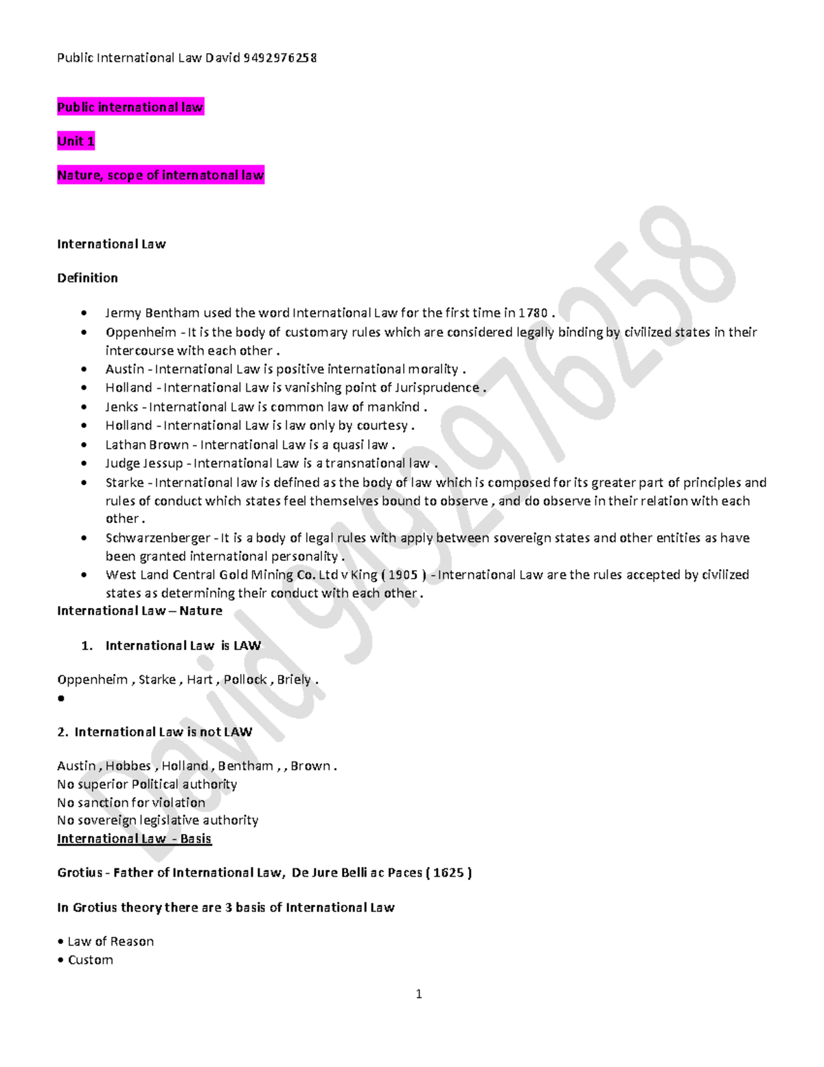 Public International Law - Public international law Unit 1 Nature ...