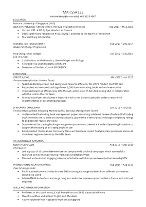 Resume Marking Rubrics (Lumi NUS) - RESUME MARKING RUBRICS File named ...