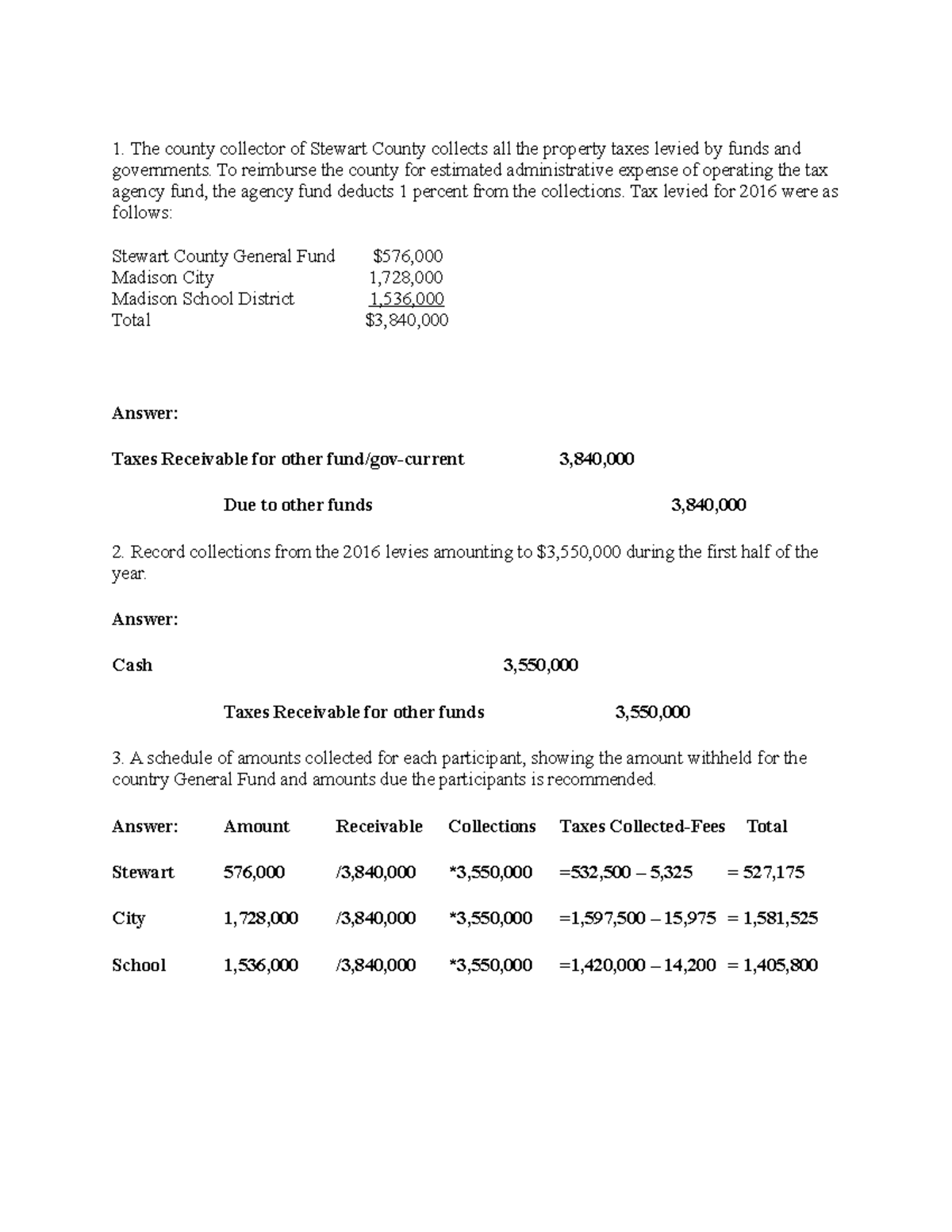 AC 395 HW 8 Homework Assignment for weekly grade The county
