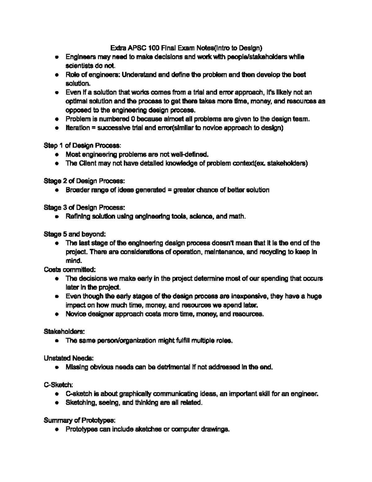 Supplementary APSC 100 Notes - APSC 100 - Studocu