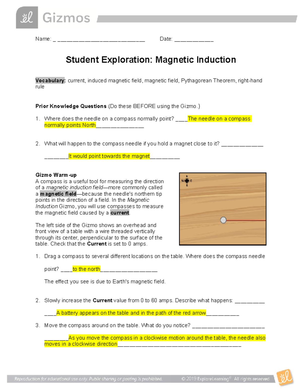 Magnetic Induction SE - Gizmo - Name ...