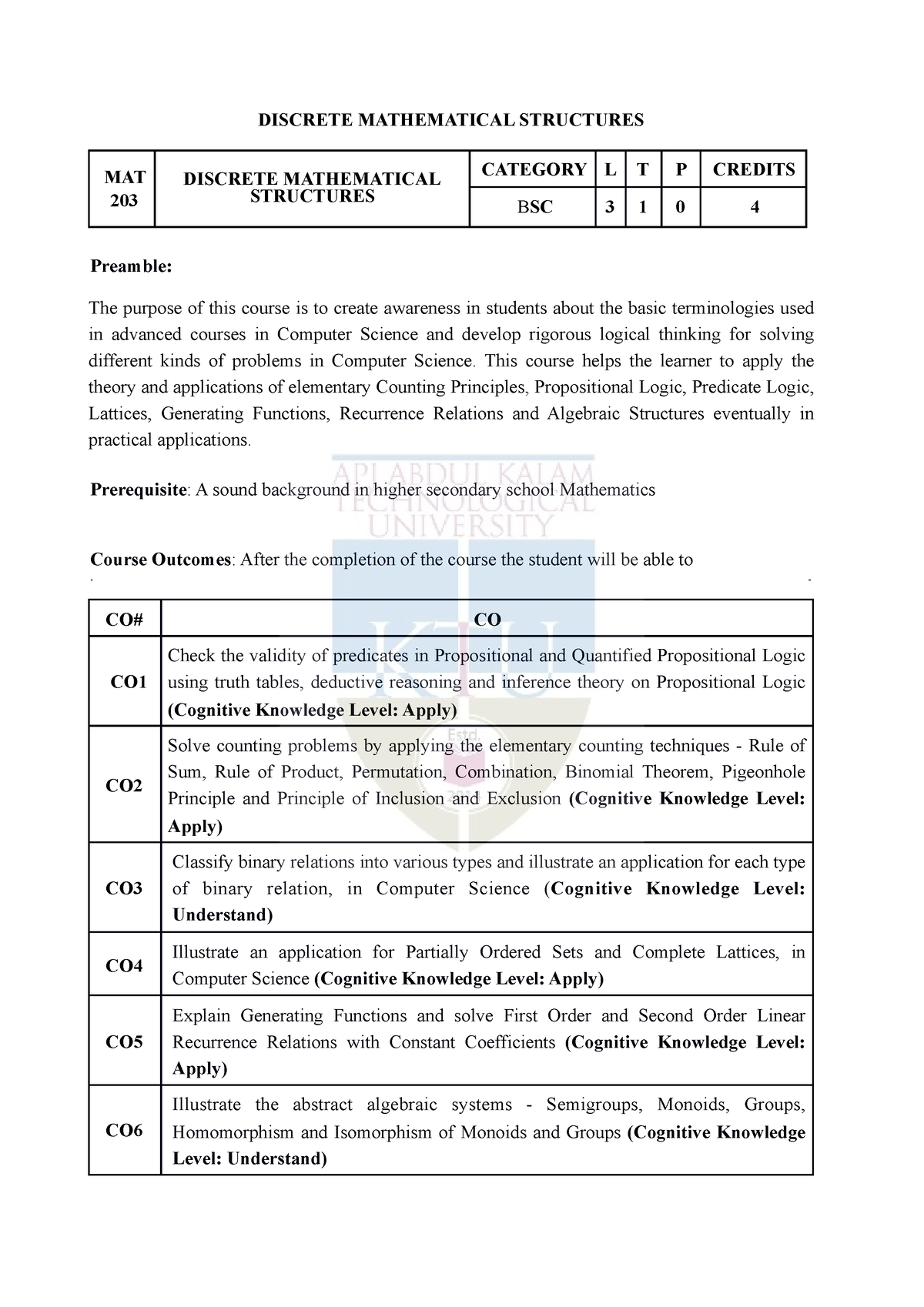 KTU BTech CSE 2019 Scheme 2019 Scheme-S3 2019 Syllabus - DISCRETE ...