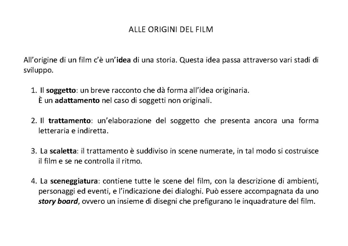 Sceneggiatura E Racconto Alle Origini Del Film Allorigine Di Un Film