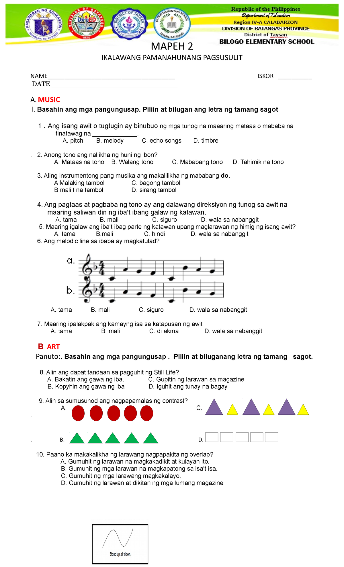 PT Mapeh 2 Q2 - Used By The Students - MAPEH 2 IKALAWANG PAMANAHUNANG ...