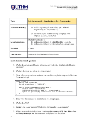 OOP - Past year paper - Object Oriented Programming - Studocu