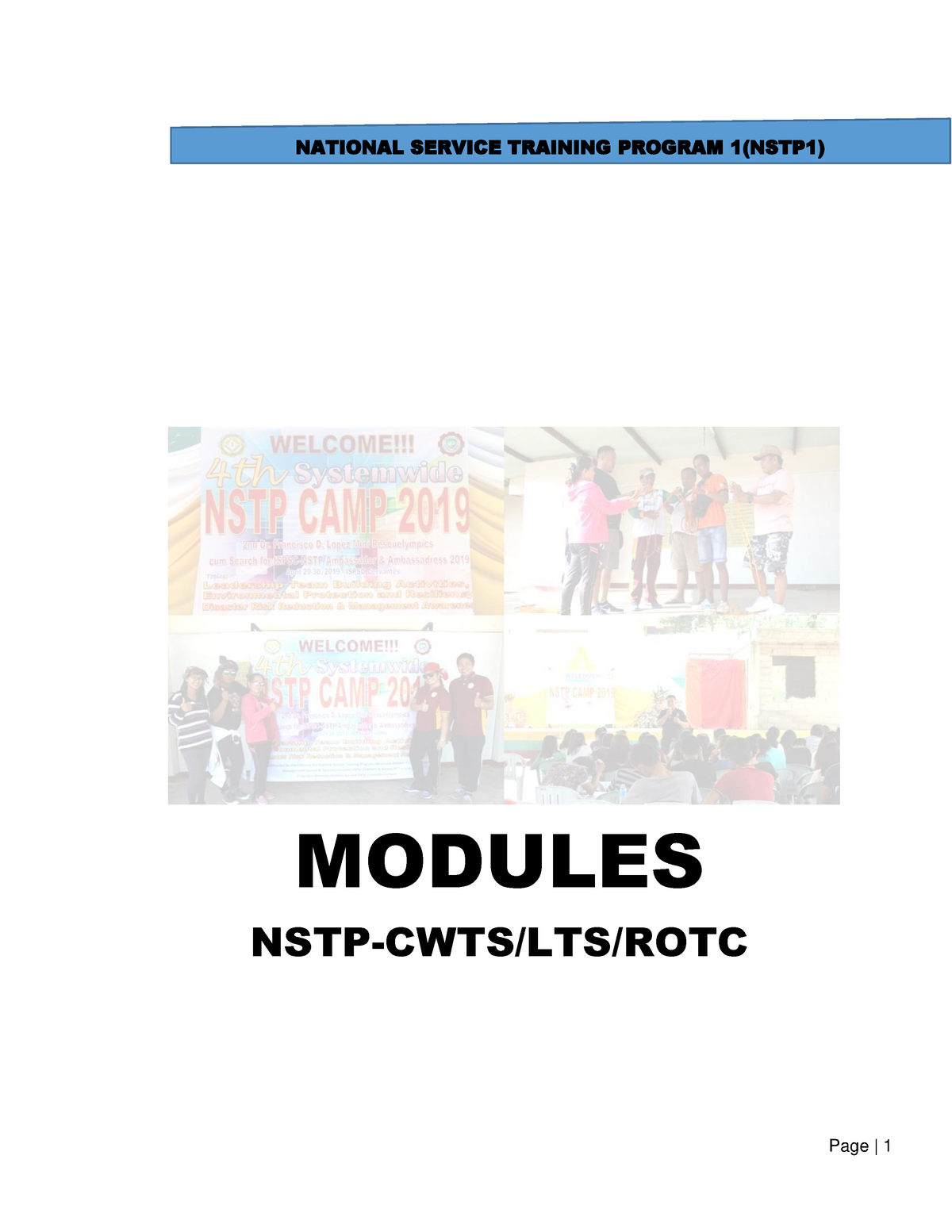 Nstp1-common-module - NSTP - Page | 1 MODULES NSTP-CWTS/LTS/ROTC ...