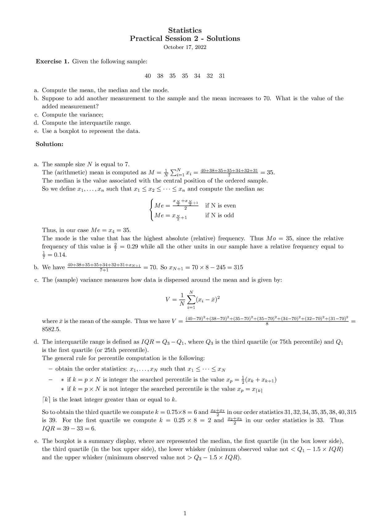 Lab2Solution - Soluzioni Esercizi Lab2 - Statistics Practical Session 2 ...