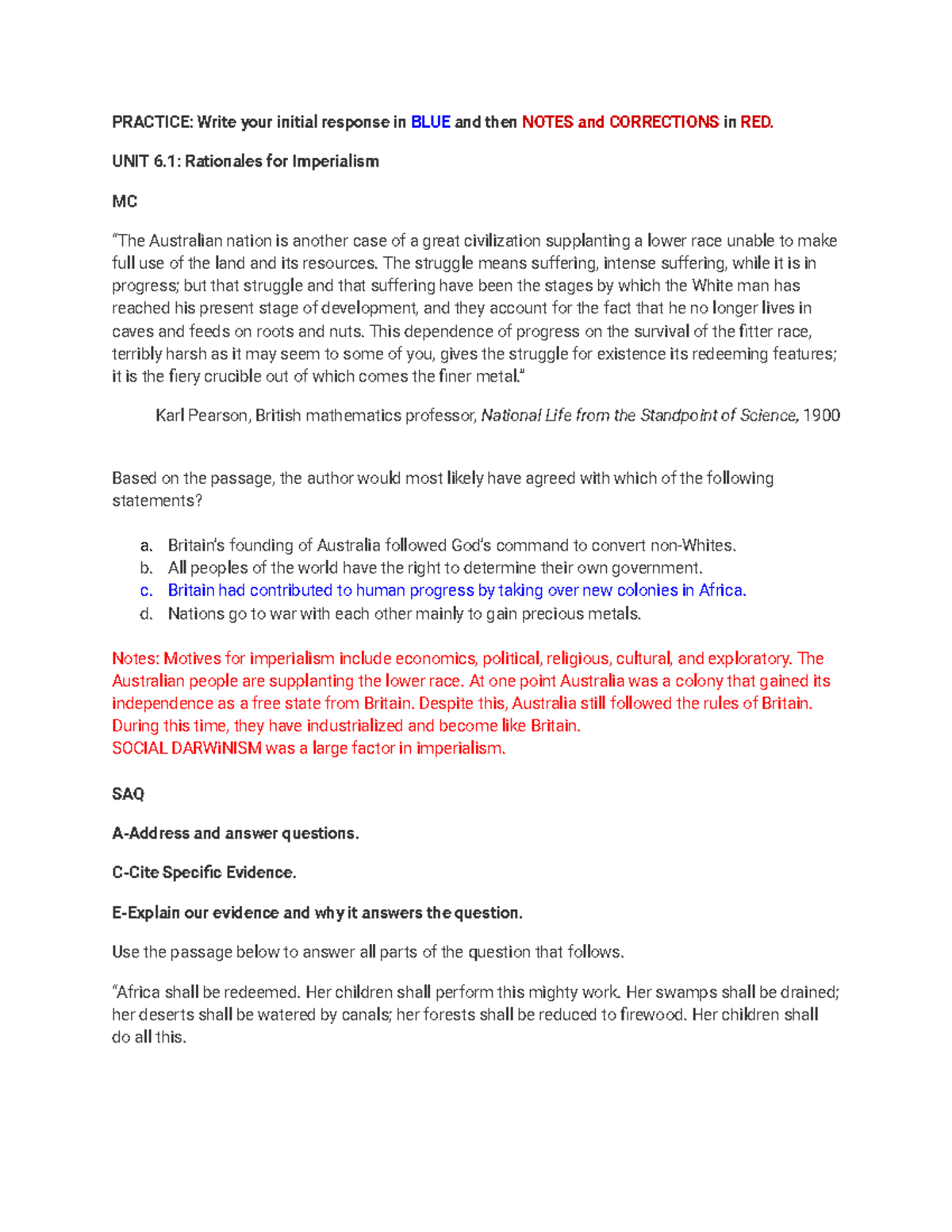MCs and SAQs Practice - Help on SAQ AND MCQ - PRACTICE: Write your ...