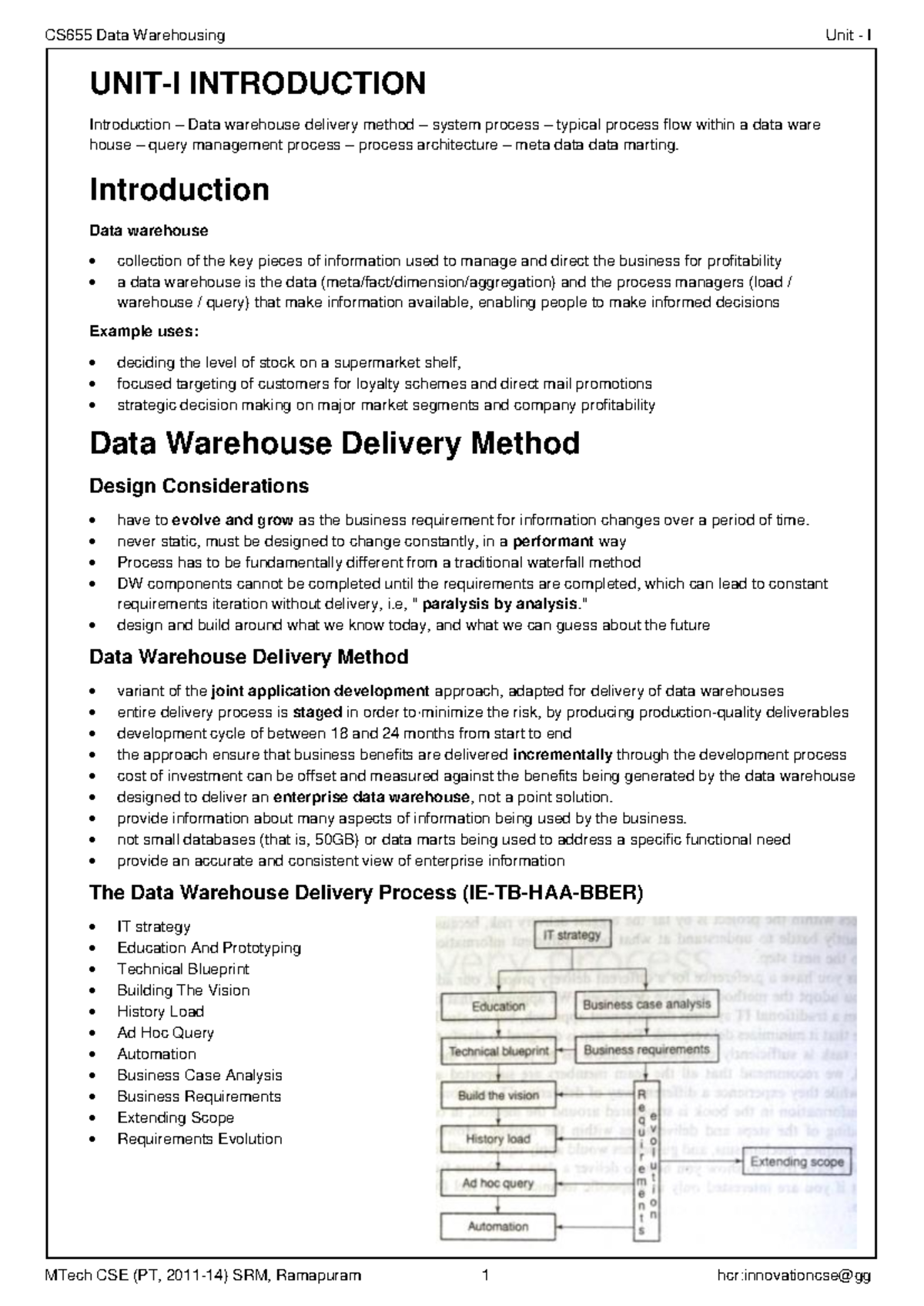 Cs655-unit-i - Nothing - UNIT-I INTRODUCTION Introduction – Data ...