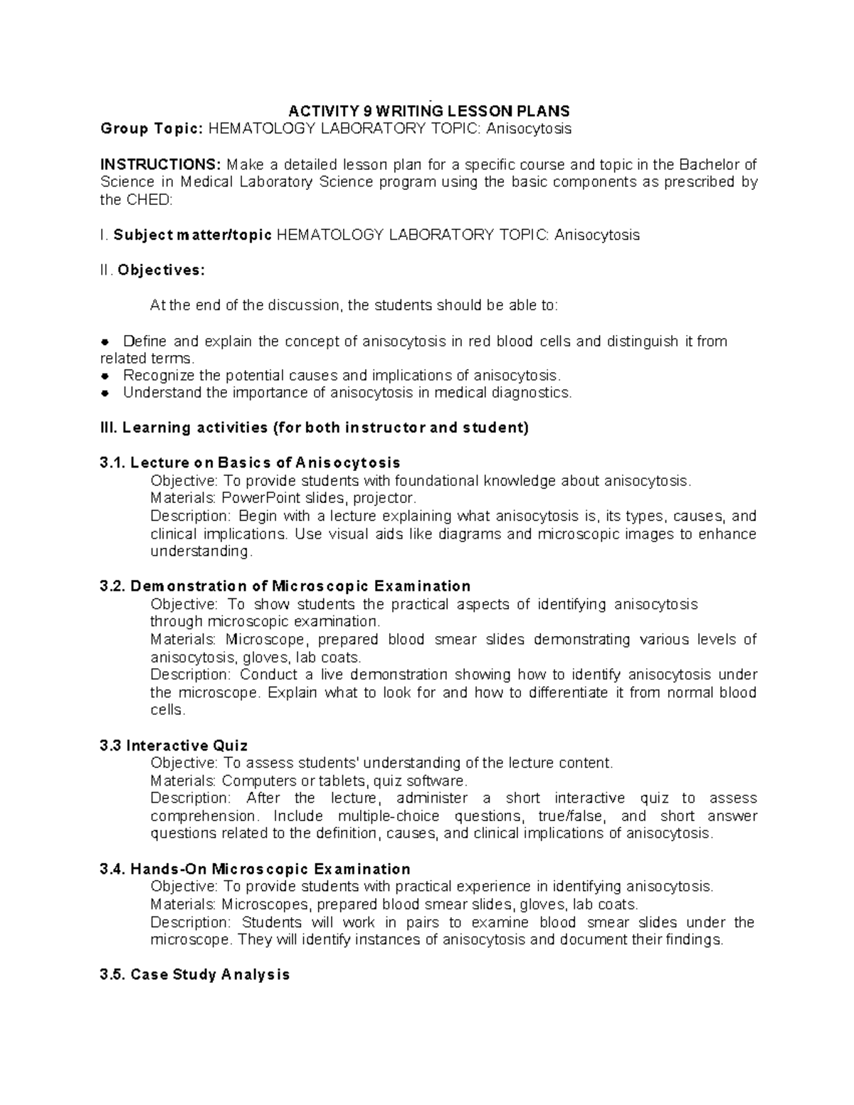 Activity 9 Writing Lesson Plans - ACTIVITY 9 WRITING LESSON PLANS Group ...