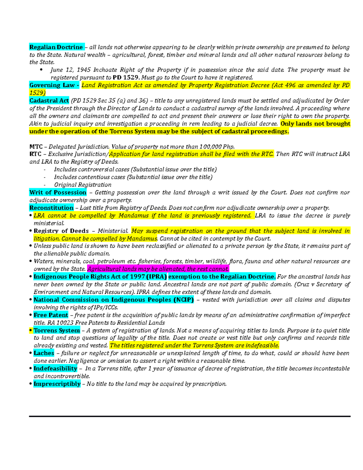 Politics Midterms Reviewer - Regalian Doctrine – All Lands Not 