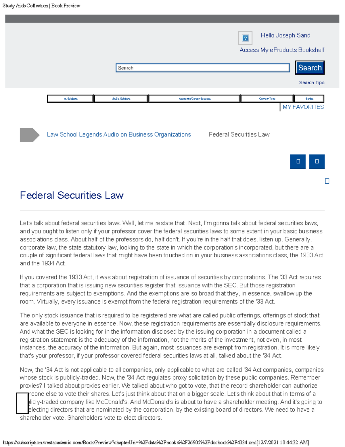 Federal Securities Law - Search Tips Let's talk about federal ...