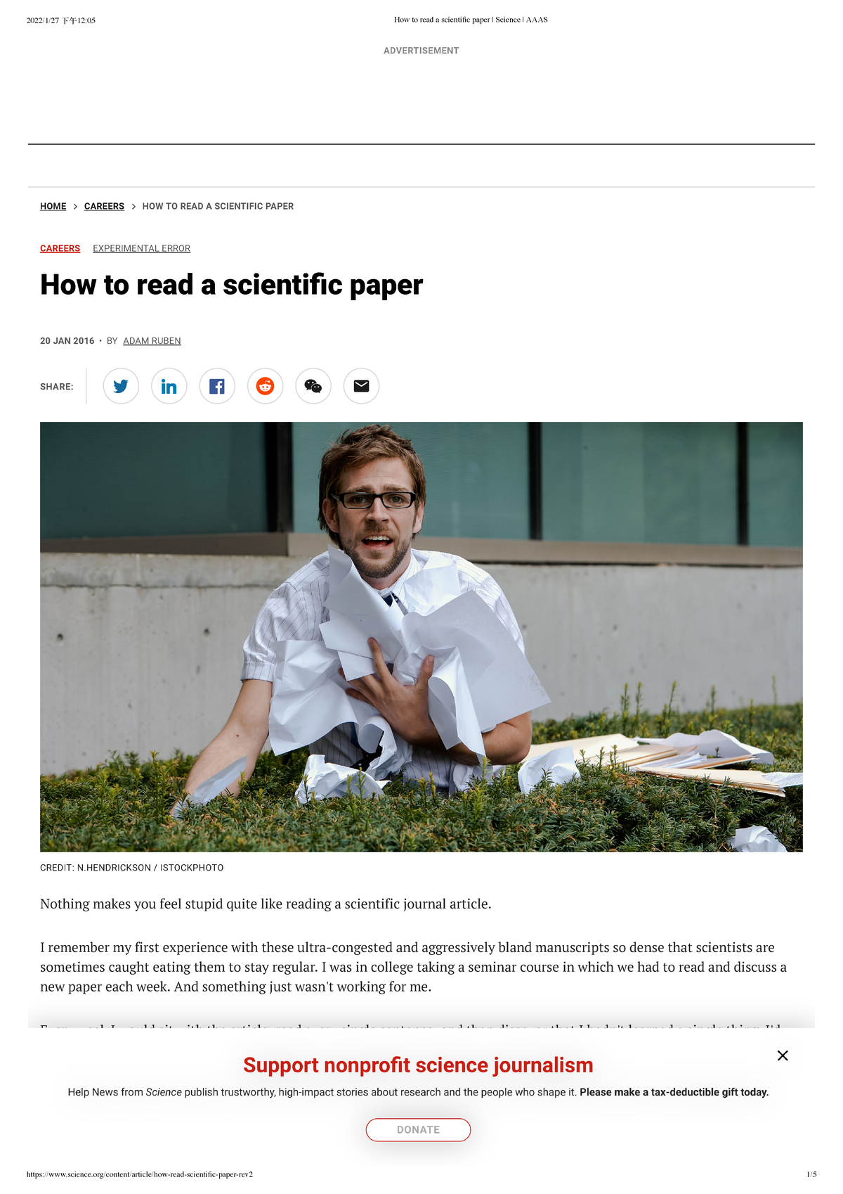 How to read a scientific paper Science AAAS - HOME CAREERS HOW TO READ ...