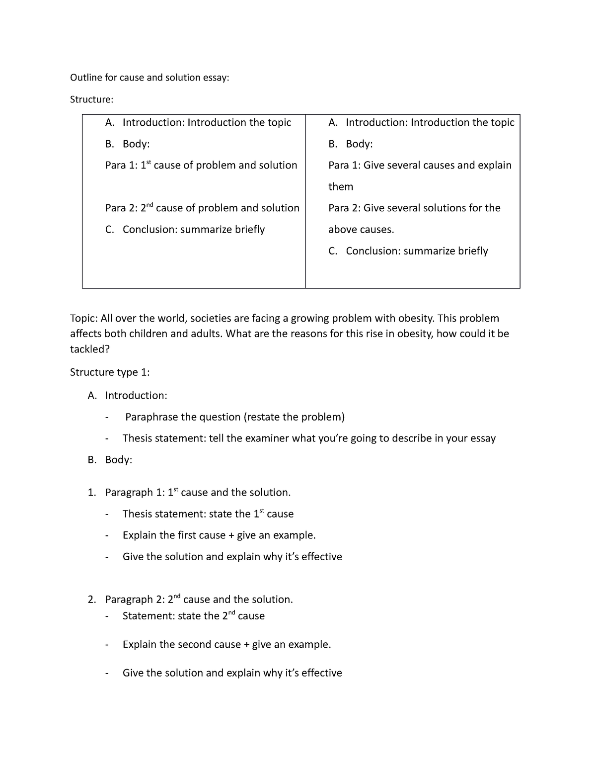 cause and solution essay vocabulary