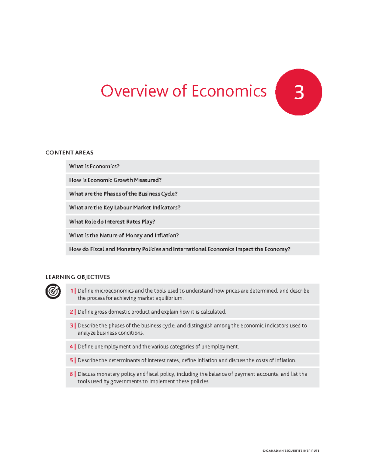 Chapter 3. Overview of Economics - 3 CONTENT AREAS What is Economics ...