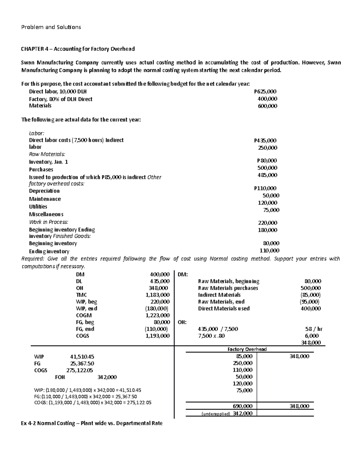 1eab72a06c6338c5bd0d - CHAPTER 4 – Accounting for Factory Overhead Swan ...