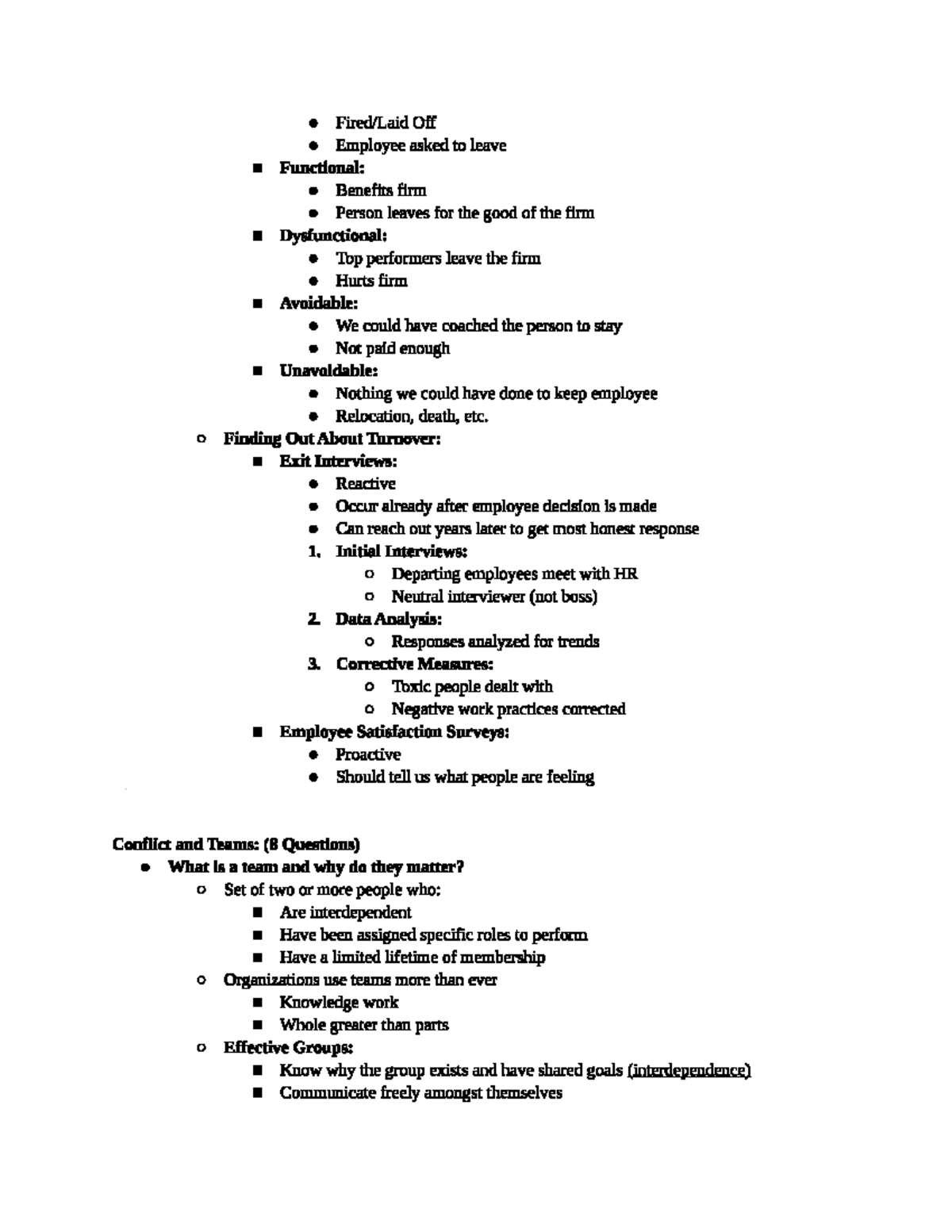 Conflict and Teams - Final Management study guide: what a team is ...