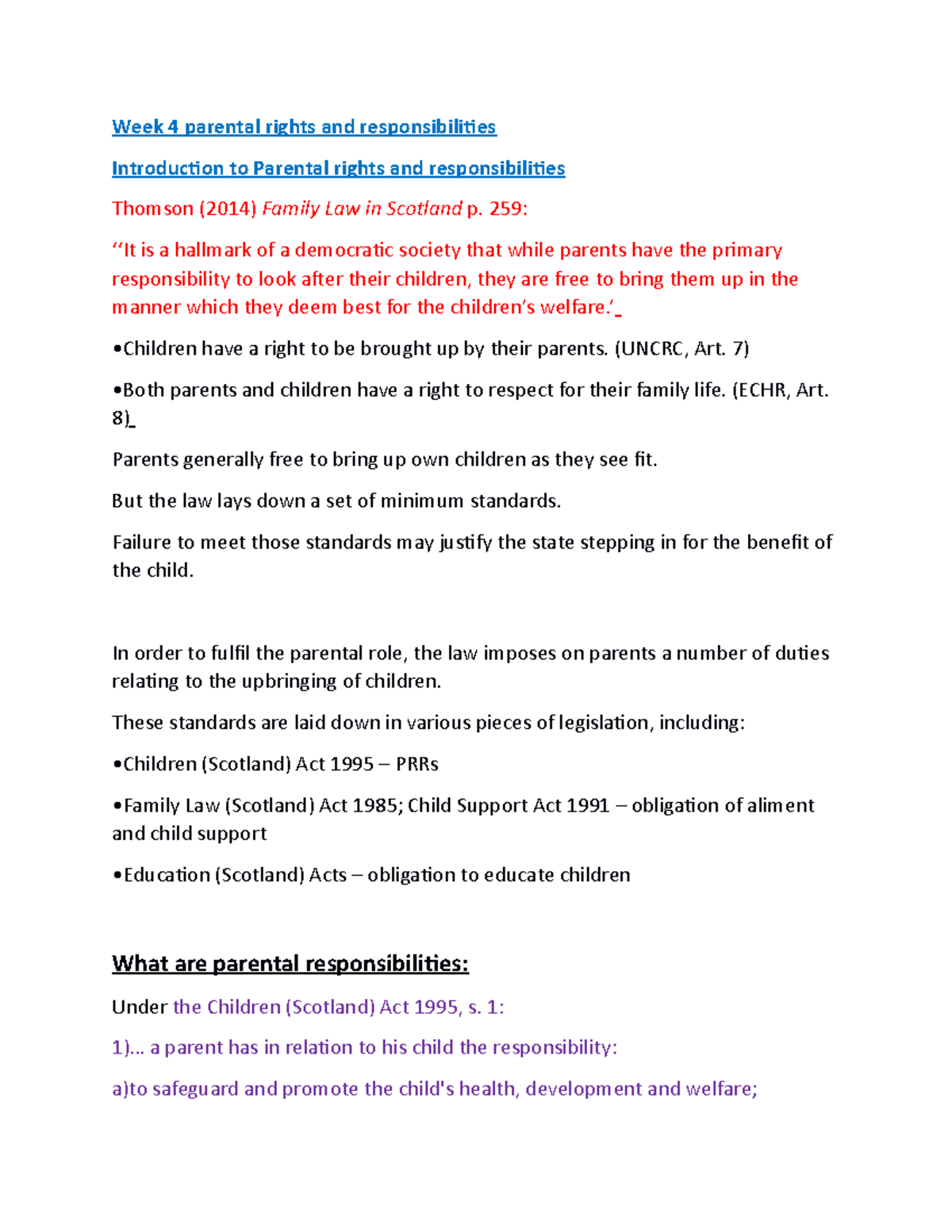 LAWU9LF week 4 parental rights and responsibilities - Week 4 parental ...