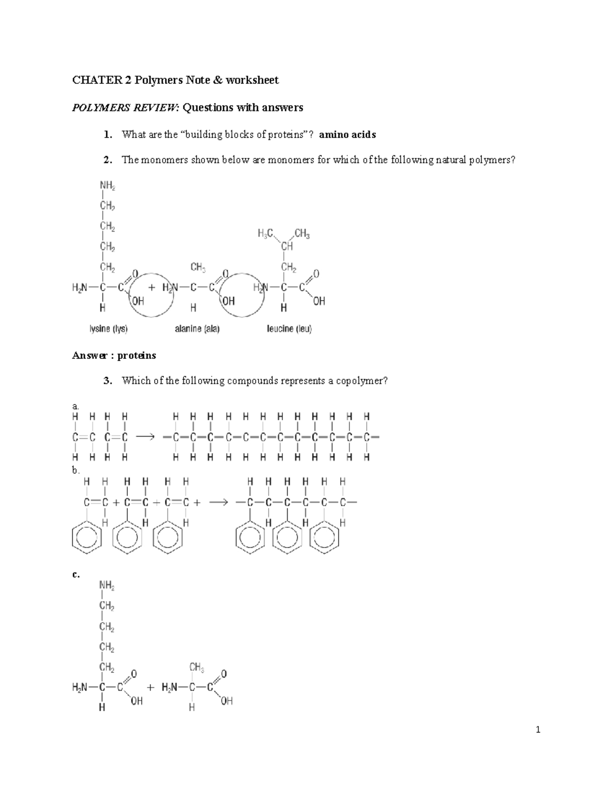 01 CHAP 2 Review, Polymers Note & Reactions - CHATER 2 Polymers Note & worksheet POLYMERS - Studocu 01-chap-2-review-polymers-note-reactions-chater-2-polymers-note-amp-worksheet-polymers-studocu