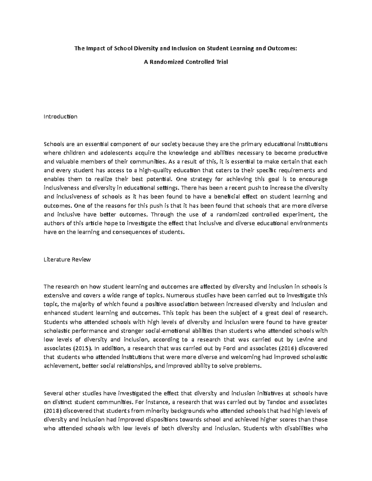 The Impact of School Diversity and Inclusion on Student Learning and ...