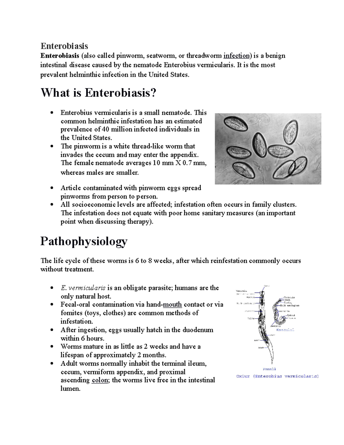 Enterobiasis - Enterobiasis Enterobiasis (also Called Pinworm, Seatworm ...