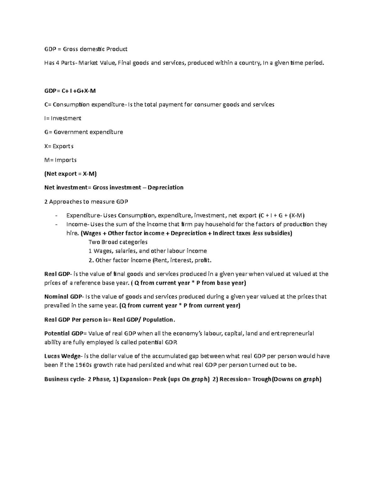 Chapter 4 Monitoring the value of Production :GDP - ECON 1020 - U of M ...