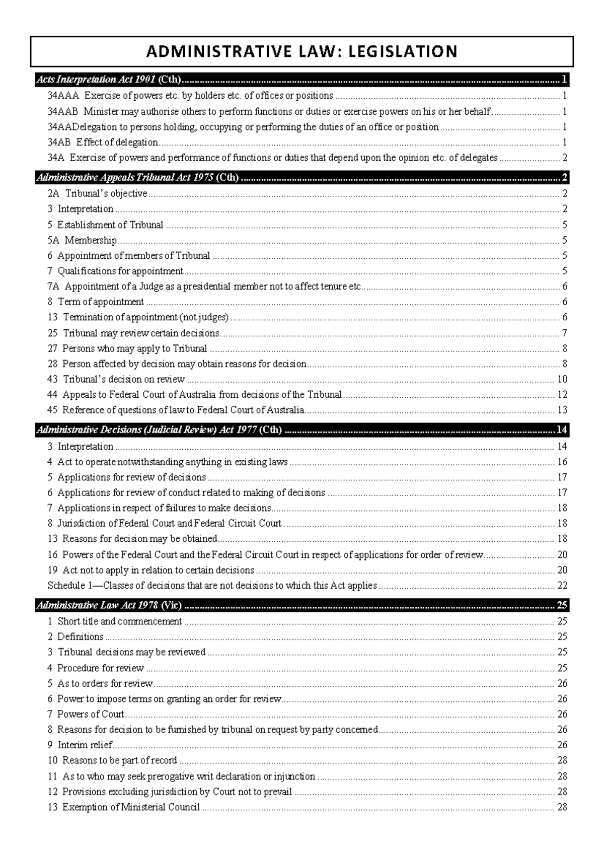 Legislation - Entire Course - ADMINISTRATIVE LAW: LEGISLATION Acts ...