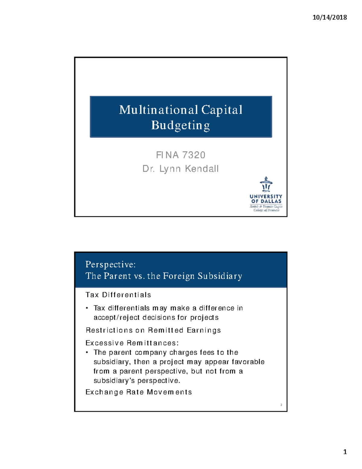Capital Budgeting - PPT - 10/14/2018 Multinational Capital Budgeting ...