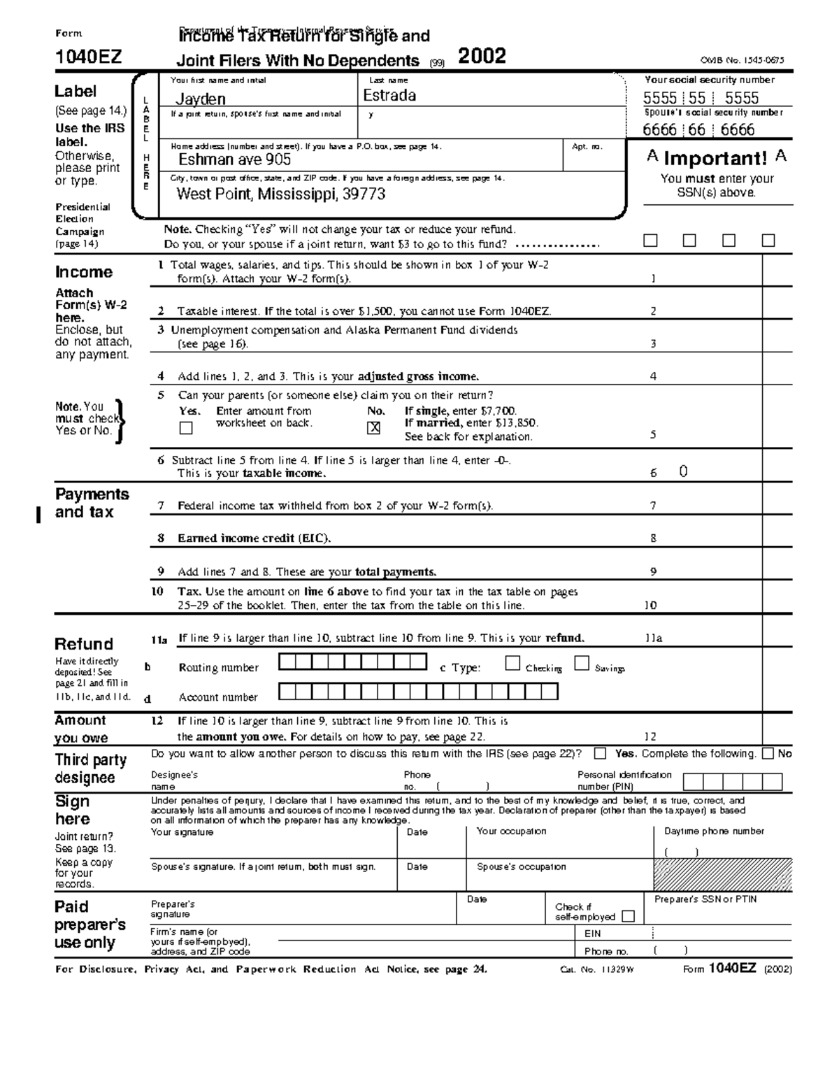 IRS 1040ez (1) (1) (2) - Form Department Of The Treasury—Internal ...