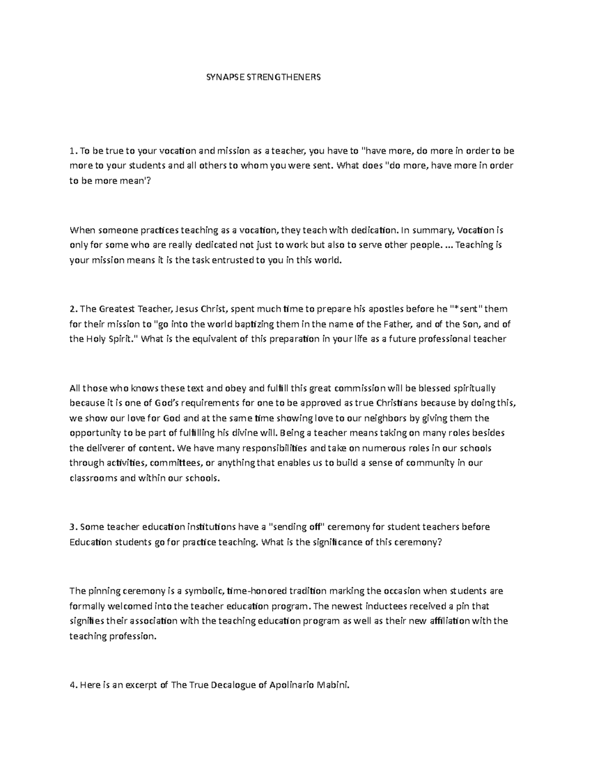 Synapse Strengt WPS Office SYNAPSE STRENGTHENERS To Be True To Your 