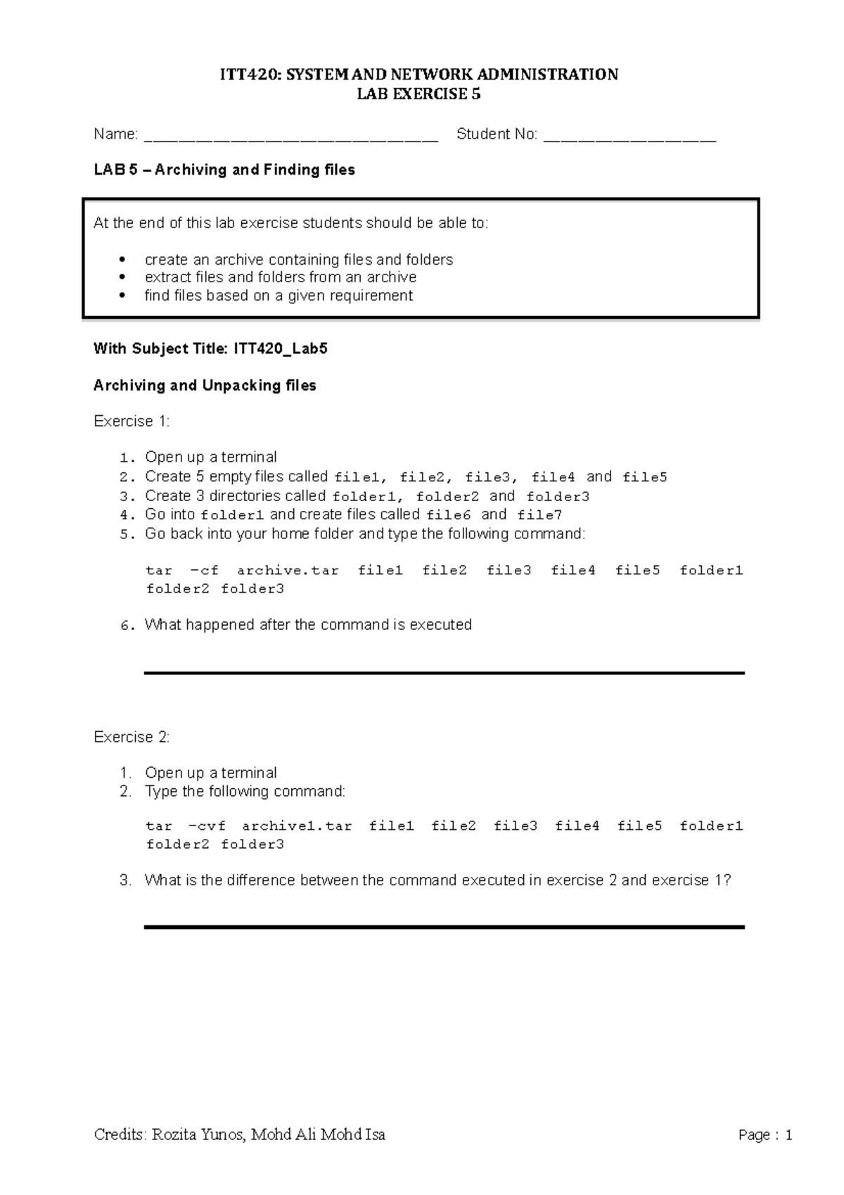Copy of ITT420 Lab 5 ITT420 SYSTEM AND NETWORK ADMINISTRATION LAB EXERCISE 5 Name Studocu