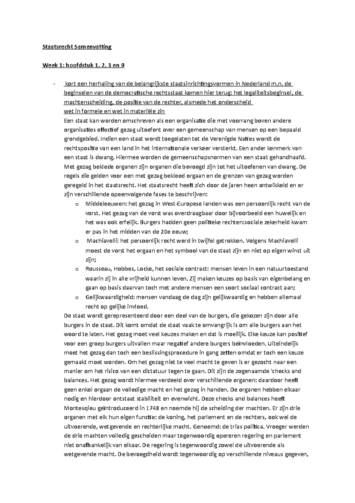 Staatsrecht Samenvatting Per College - Staatsrecht Samenvatting Week 1 ...