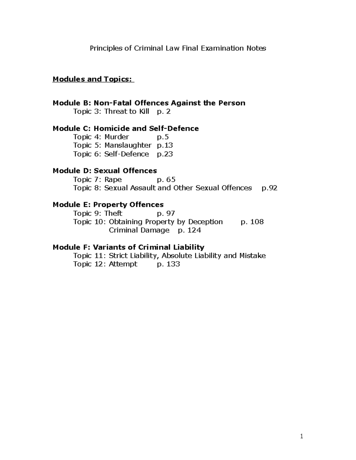 Criminal Notes - Principles of Criminal Law Final Examination Notes ...