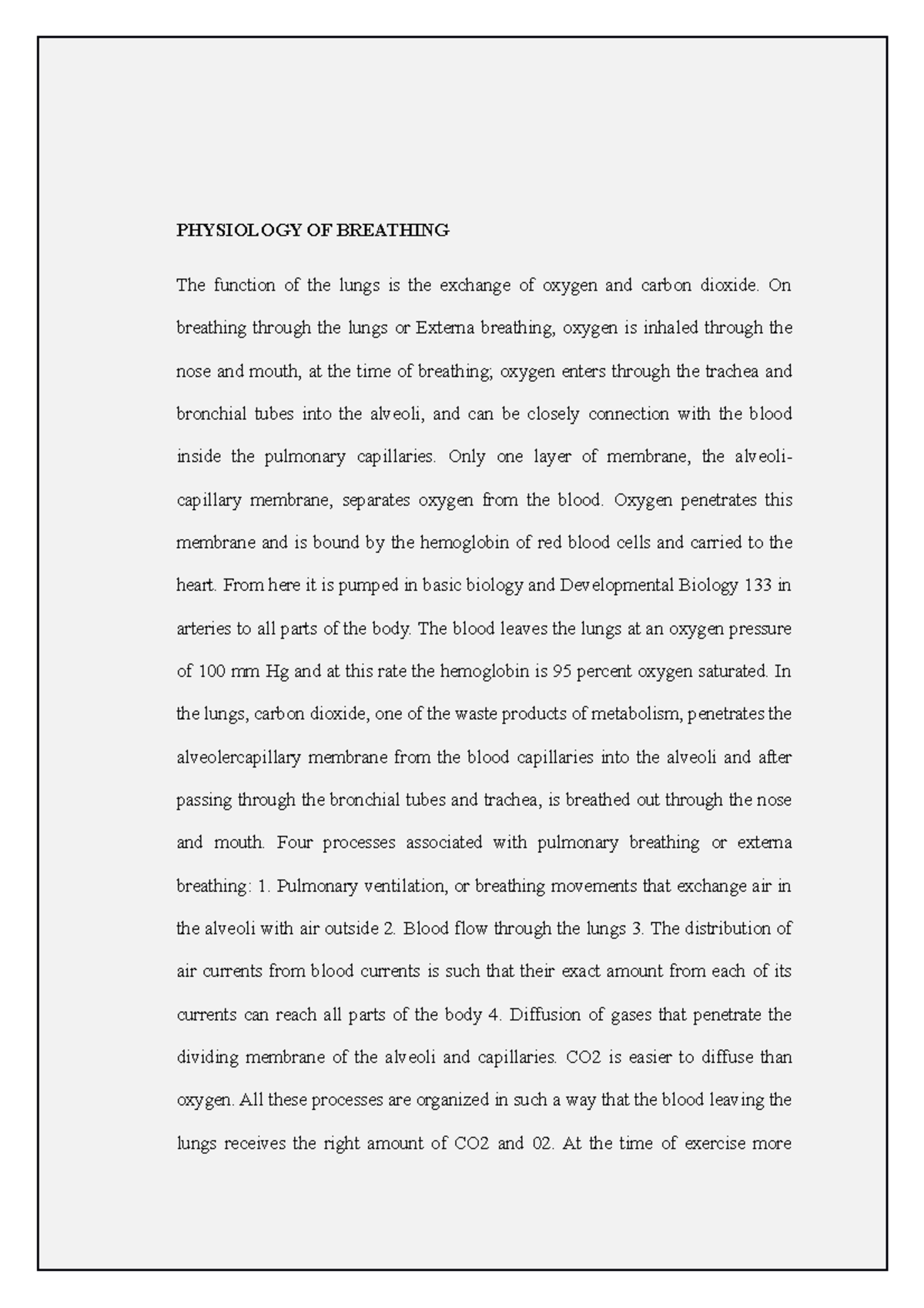 Documents Notes Biology - Physiology OF Breathing - PHYSIOLOGY OF ...