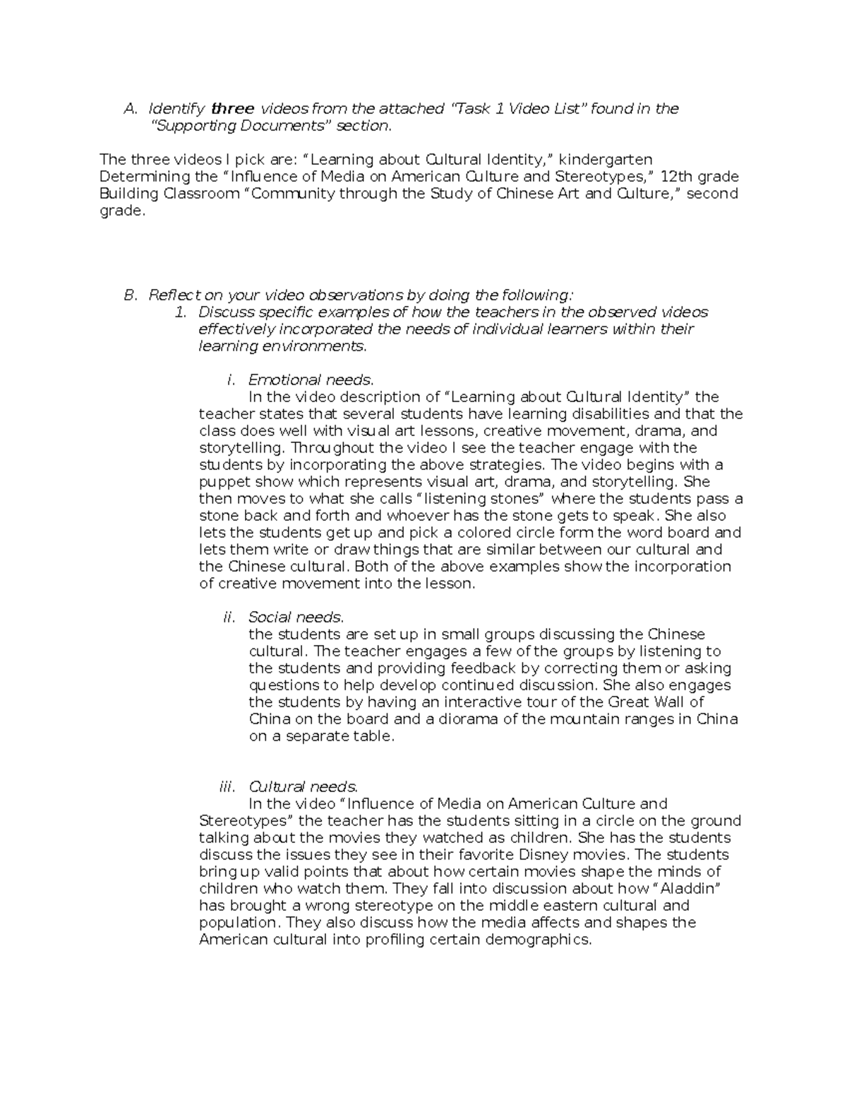 DFM3 Task 1 - A. Identify three videos from the attached “Task 1 Video ...