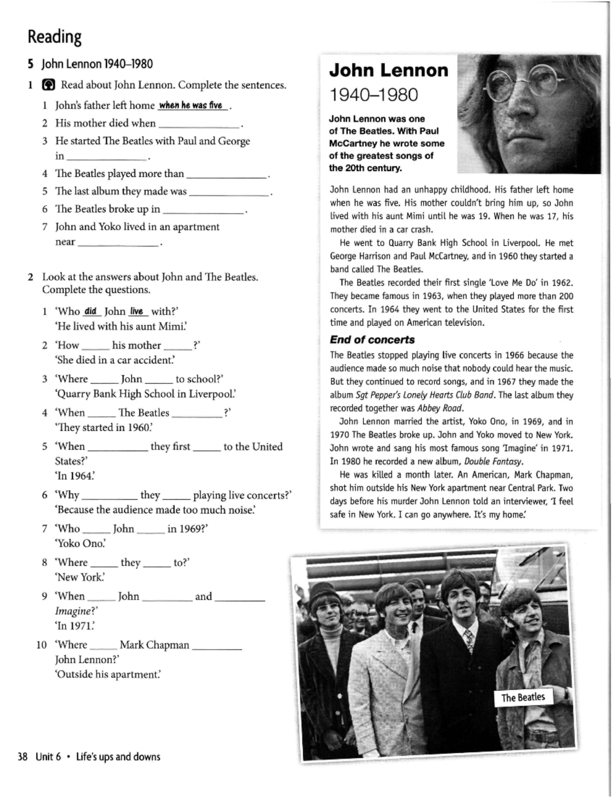 John-lennon - Reading 5 John Lennon John Lennon 1 6 Read about John ...