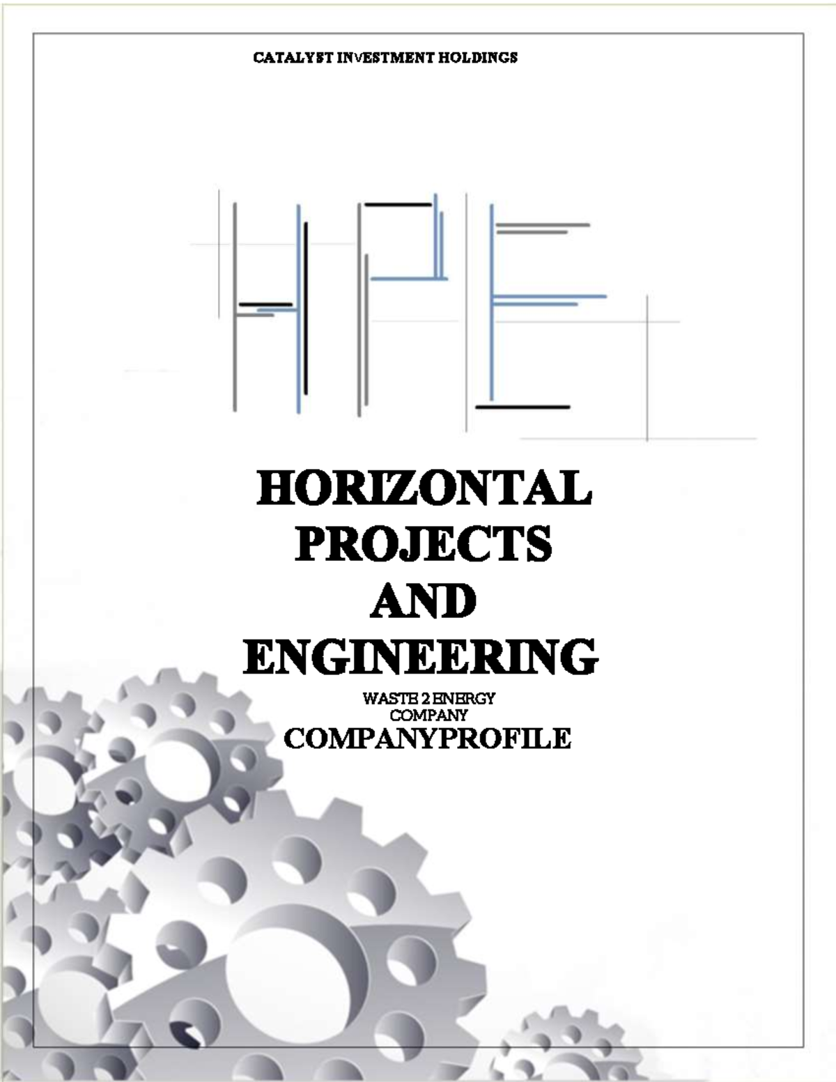 Company profile - CATALYST INVESTMENT HOLDINGS HORIZONTAL PROJECTS AND ...