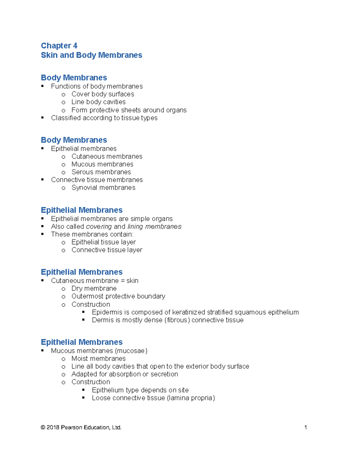 Chapter 4: Skin and Body Membranes - Chapter 4 Skin and Body Membranes ...