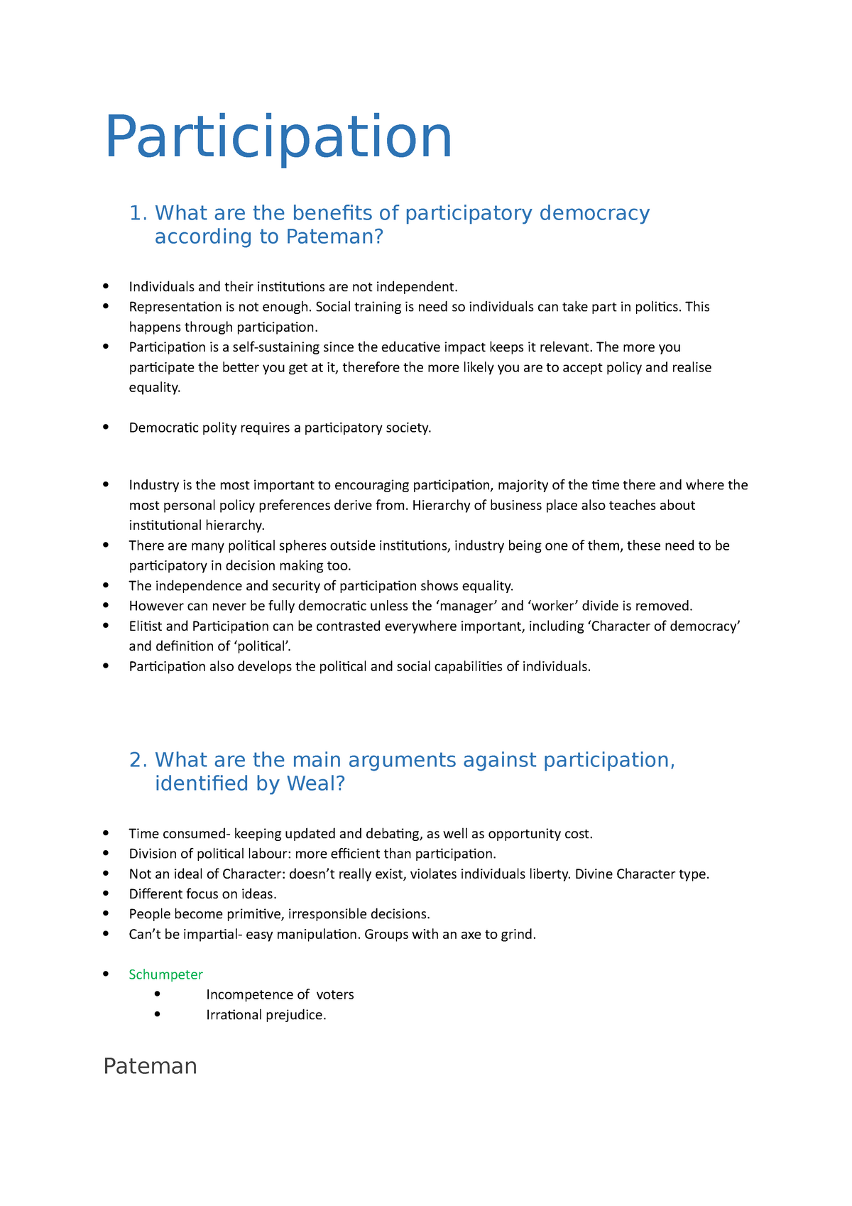 benefits of democratic participation essay