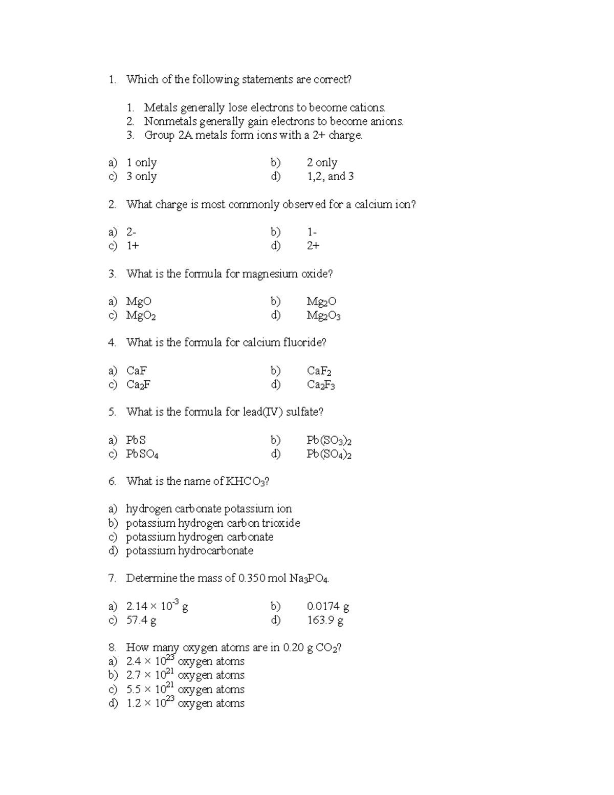 GC I Review - study question practice - Which of the following ...