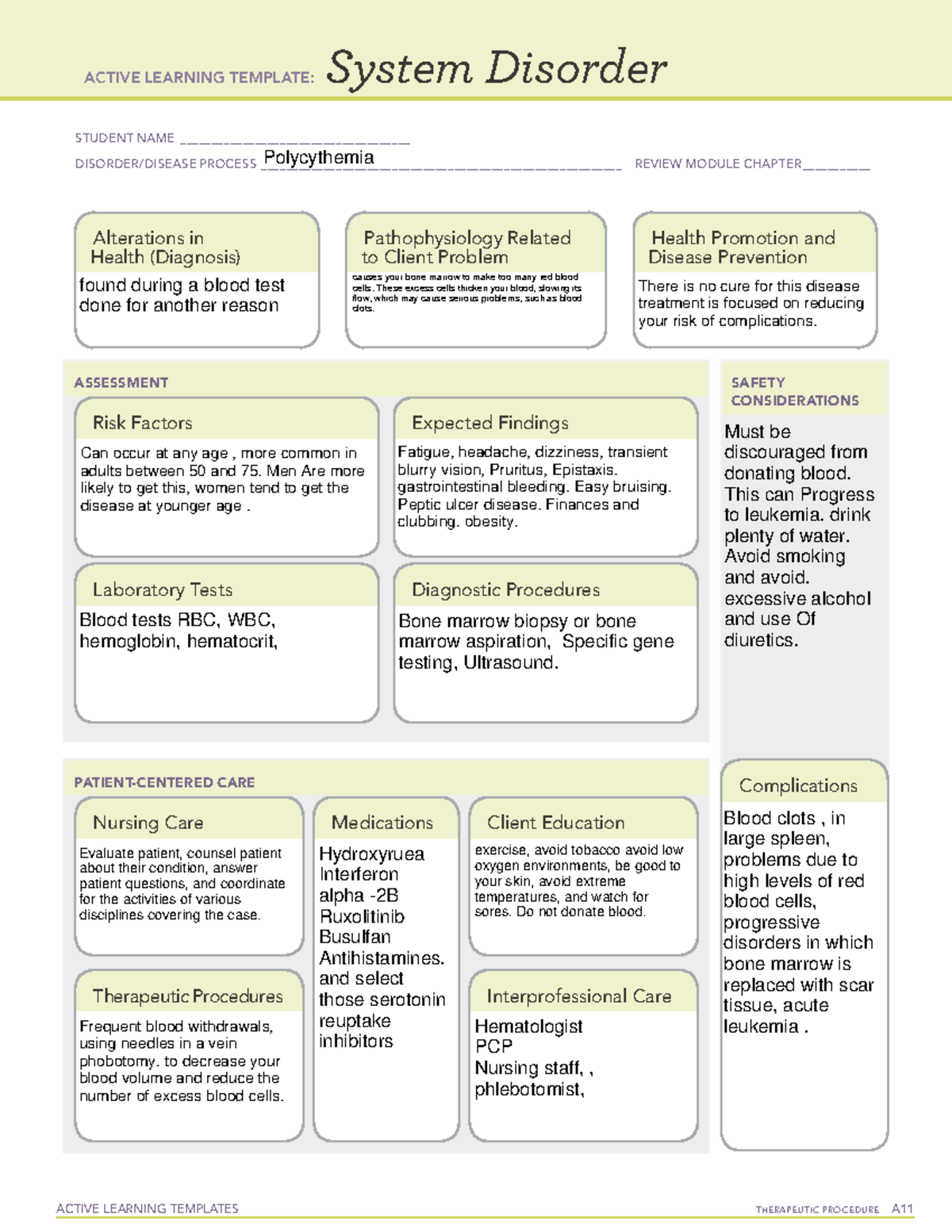 Polycythemia - ACTIVE LEARNING TEMPLATES THERAPEUTIC PROCEDURE A System ...