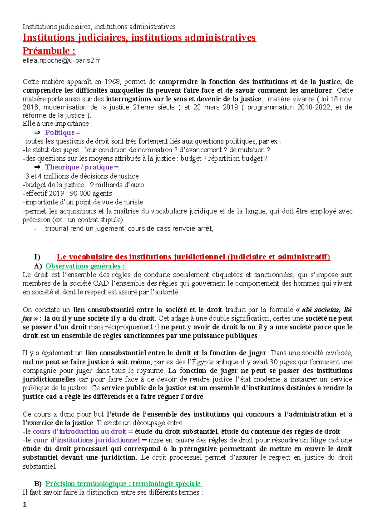 Cours IJA - Institutions Judiciaires, Institutions Administratives ...